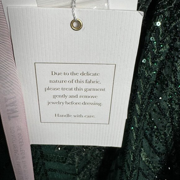 Mac Duggal Bead Sequin Tulle Fit & Flare Dress Emerald Green #20399 NWT Size 22 - Picture 9 of 10